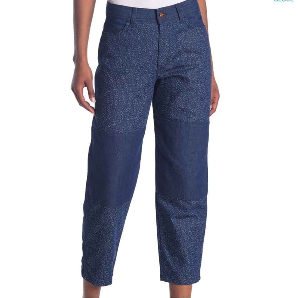 Rodebjer Eszti Print Denim Pants Size 26 In Navy High Rise Women Cotton Blend